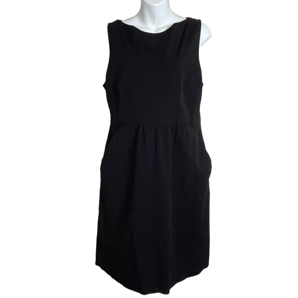 Theory‎ LBD Black Style 81176637 Dress Open Back Size 12 Sleeveless Pockets